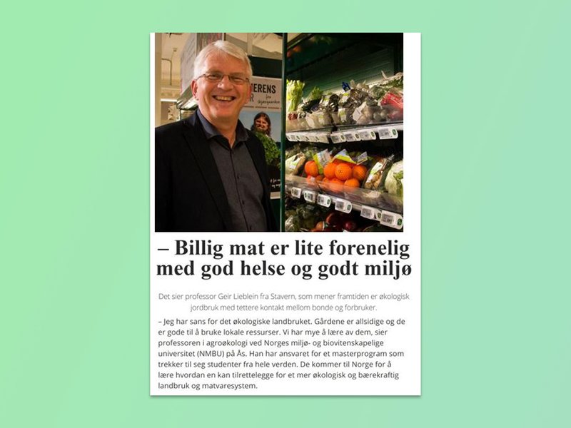 Professor Geir Lieblein Tor Arvid Breland Charles Francis UMBs utdanningspris MSc Agroecology økologisk landbruk