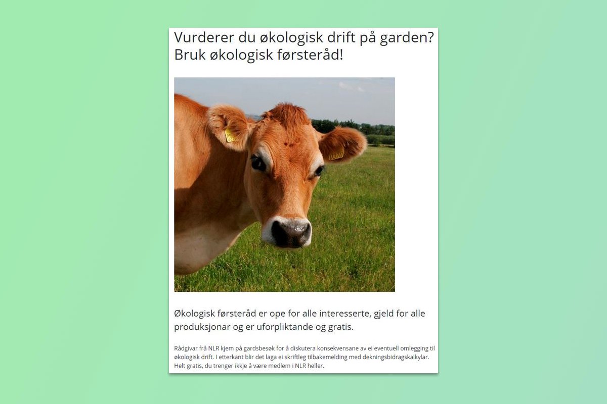 Økologisk førsteråd økologisk landbruk faksimile Fylkesmannens landbruksavdeling Rogaland 2015