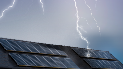 lightning strikes solar panels.