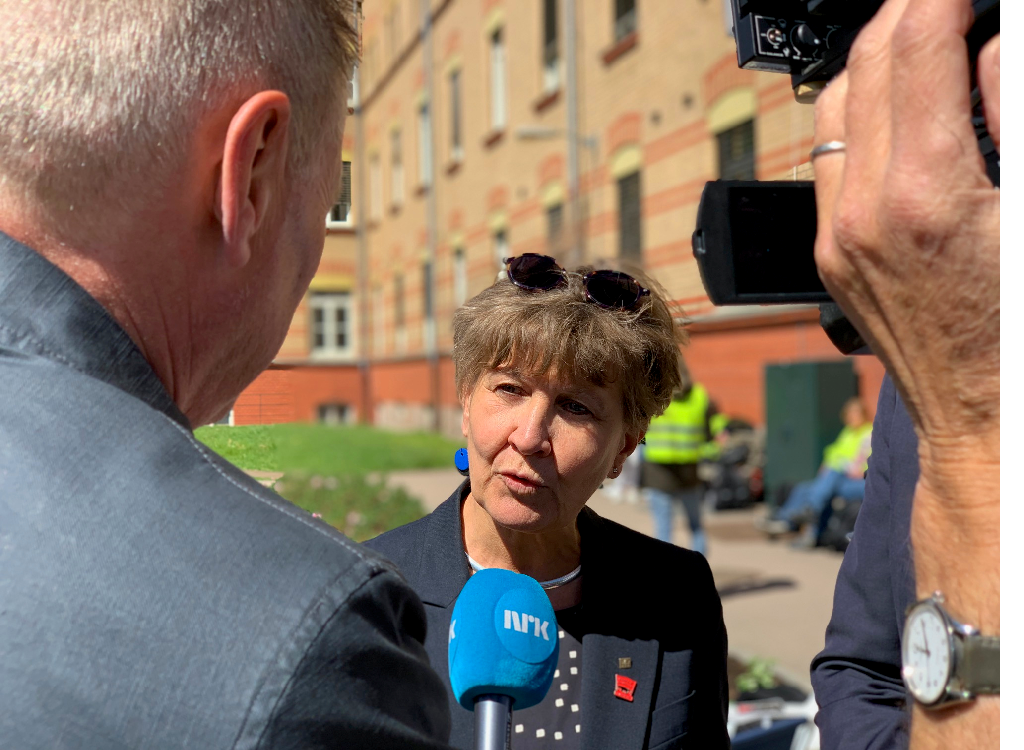 Fagforbundets leder, Mette Nord, besøkte de streikende ved Ullevål sykehus ved streikens start, 28. mai.