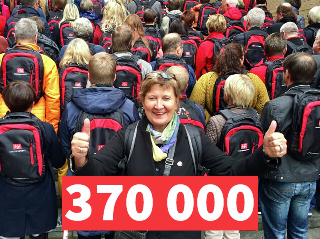 Fagforbundets leder Mette Nord med noen av våre 370 000 medlemmer.