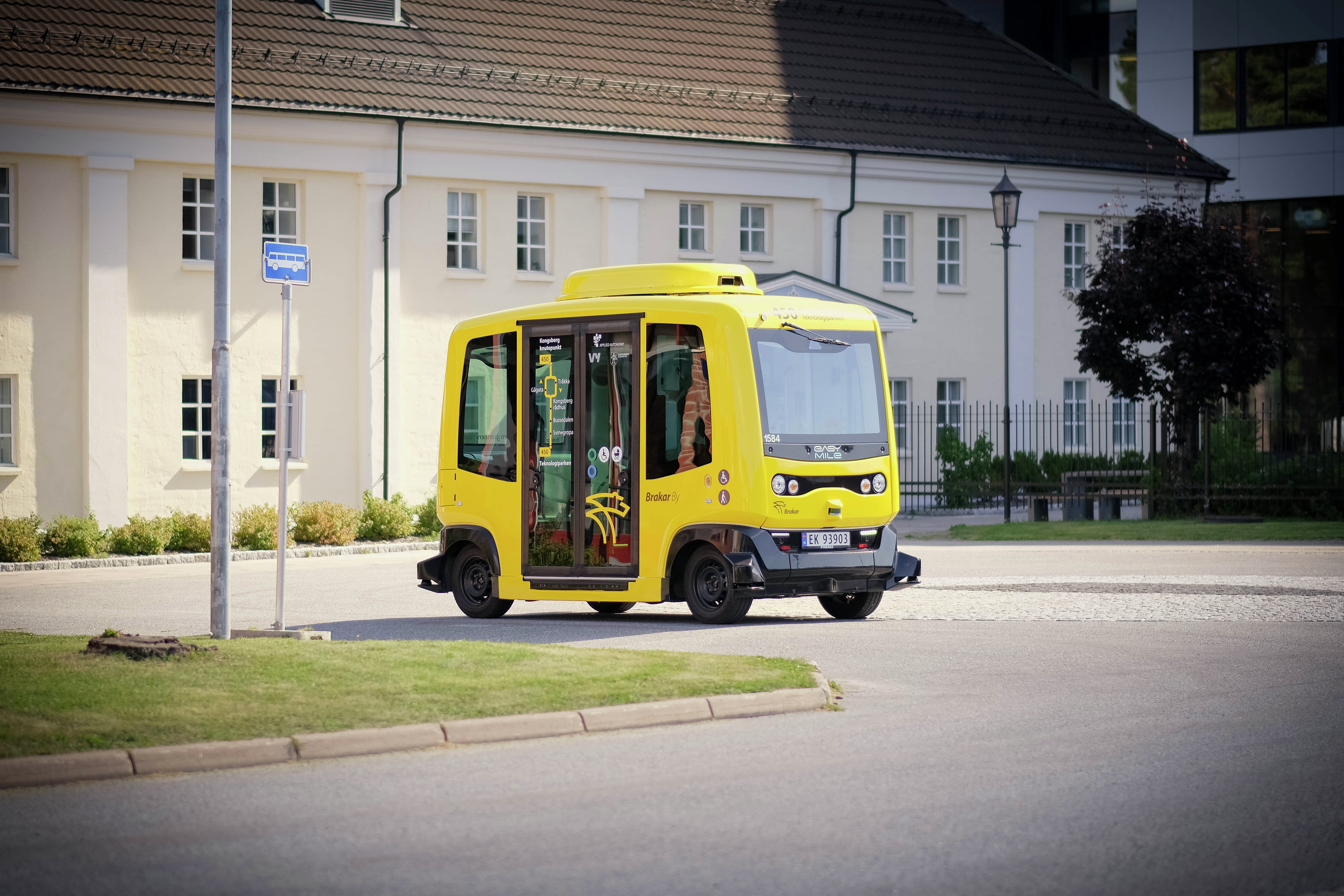 Bilde av selvkjørende buss Kongsberg, september 2021