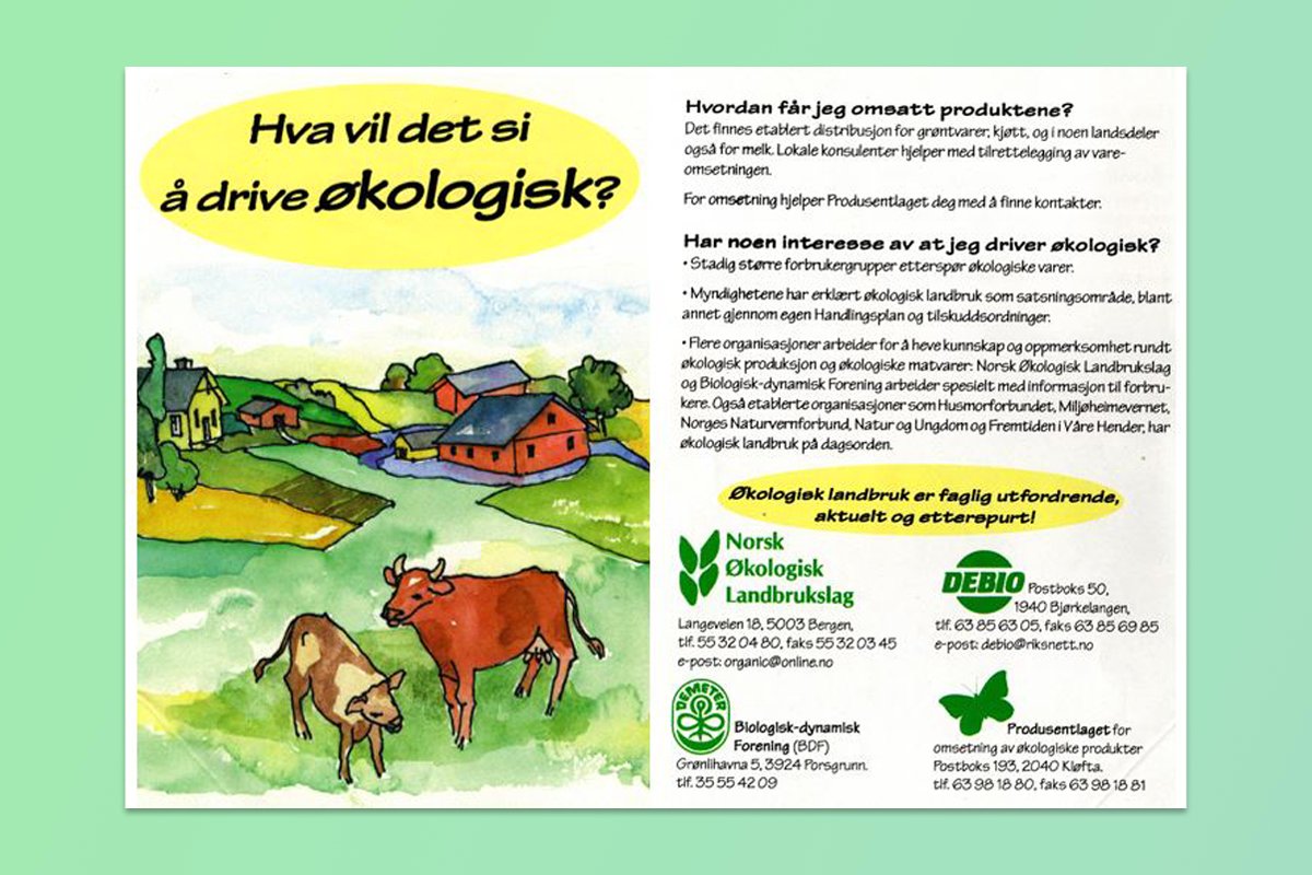 Informasjonsfolder økologisk landbruk Norsk økologisk landbrukslag Biologisk-dynamisk forening Debio Produsentlaget økologisk landbruk 1995 