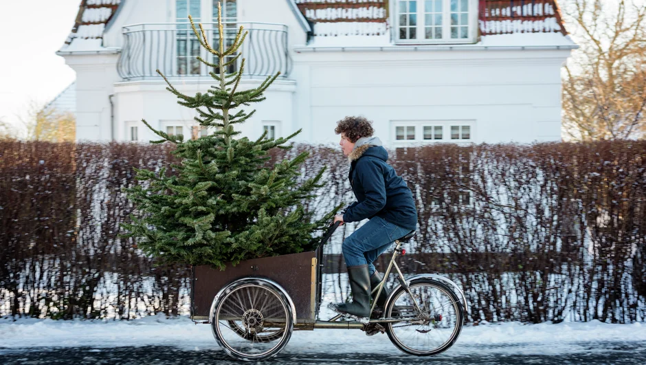 En syklist i mildt vintervær