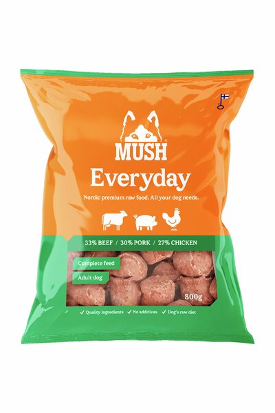 Färskfoder MUSH Everyday Green nöt, gris & kyckling