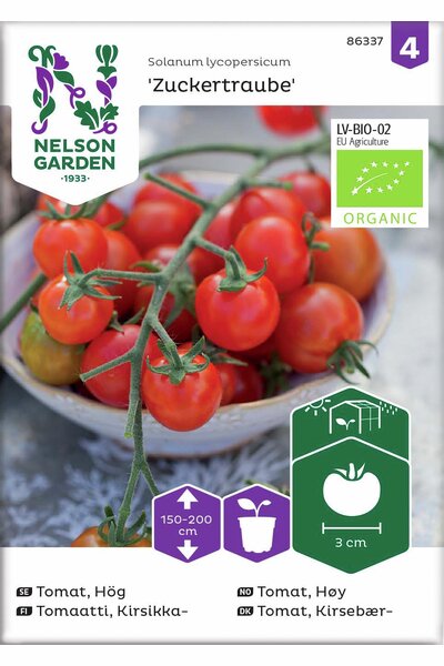 Frö Nelson Garden Körsbärstomat 'Zuckertraube' hög
