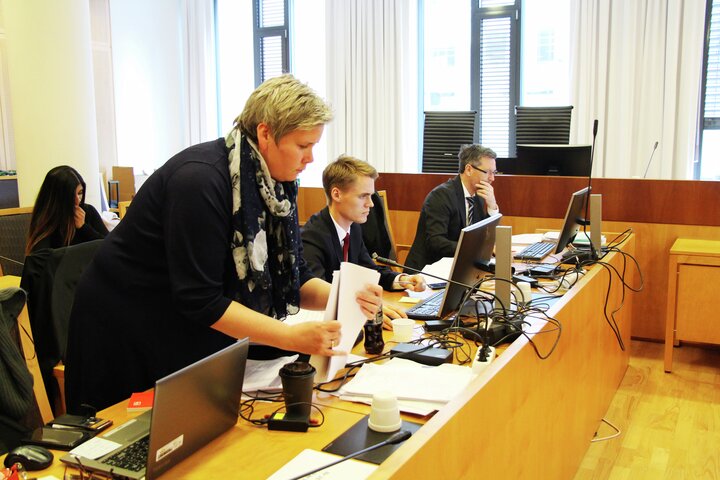 Aleris   Stendi - rettssakens siste dag 040419 f.v. Trude Stavheim  Morten Mønnich og Kjetil Edvardsen