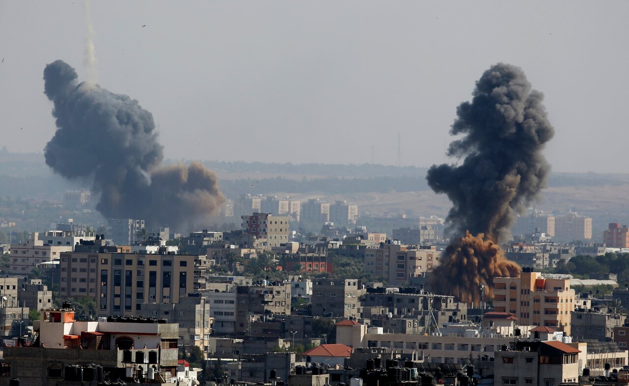 Smoke rises after Israeli airstrikes in Gaza in Gaza City, Tuesday, May 11, 2021. (AP Photo/Hatem Moussa)