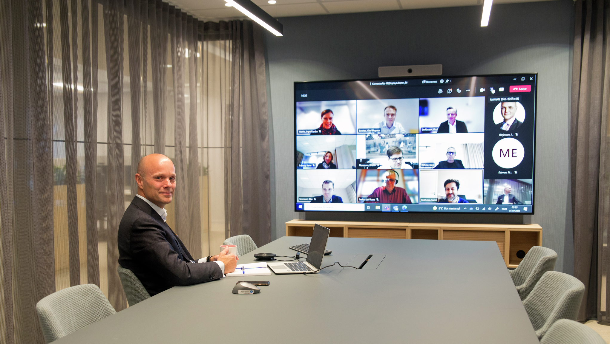 If's CEO Morten Thorsrud attending a teams meeting.